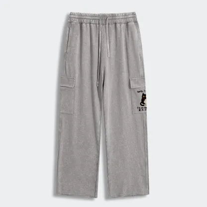 Tokyo-Tiger Indoor Cat Meme Washed Utility Sweatpants