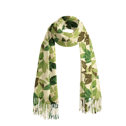 Tokyo-Tiger Green Leaf Escape Fringed Scarf