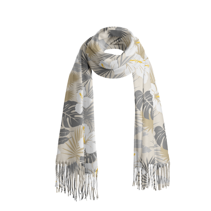 Tokyo-Tiger Elegant Flowers Waves Fringed Scarf