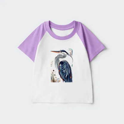 Tokyo-Tiger Stylish Blue Heron Kids Raglan T-shirt