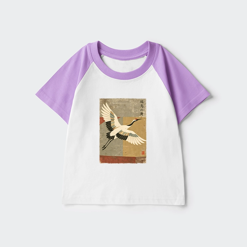 Tokyo-Tiger Crane Spirit Kids Raglan T-shirt