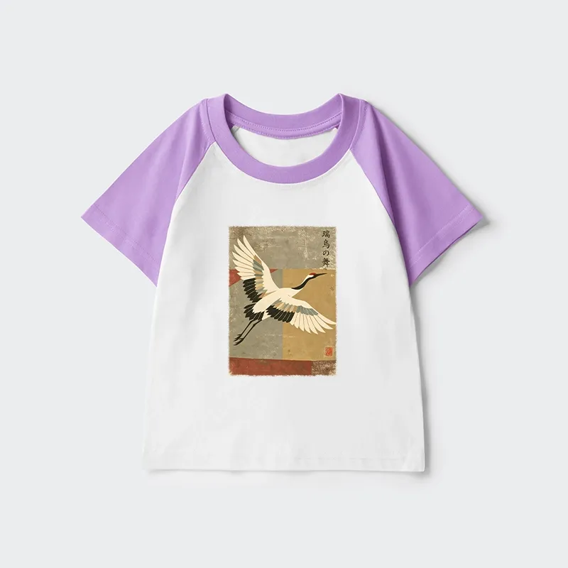 Tokyo-Tiger Crane Spirit Kids Raglan T-shirt
