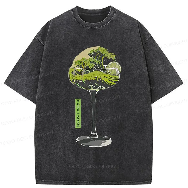 Tokyo-Tiger Wave Of Wine Washed T-Shirt