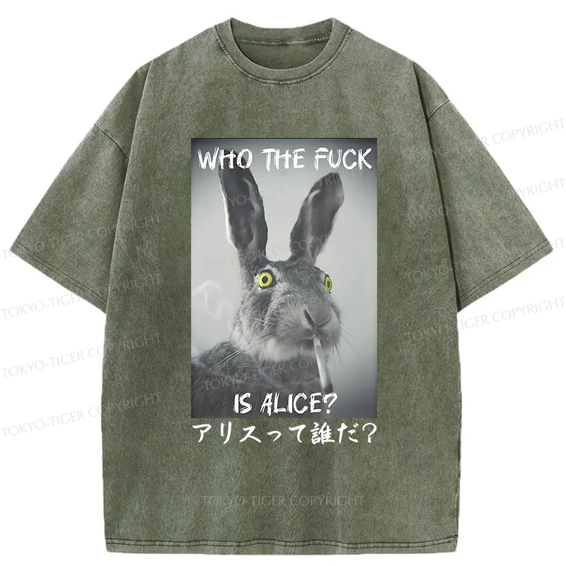 Tokyo-Tiger Who the is Alice? Washed T-Shirt