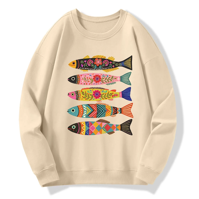 Tokyo-Tiger Colorful Patterned Fish Classic Sweatshirt