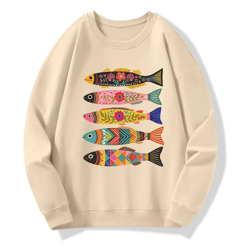 Tokyo-Tiger Colorful Patterned Fish Classic Sweatshirt