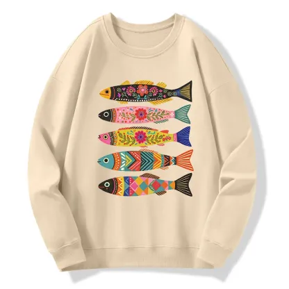 Tokyo-Tiger Colorful Patterned Fish Classic Sweatshirt