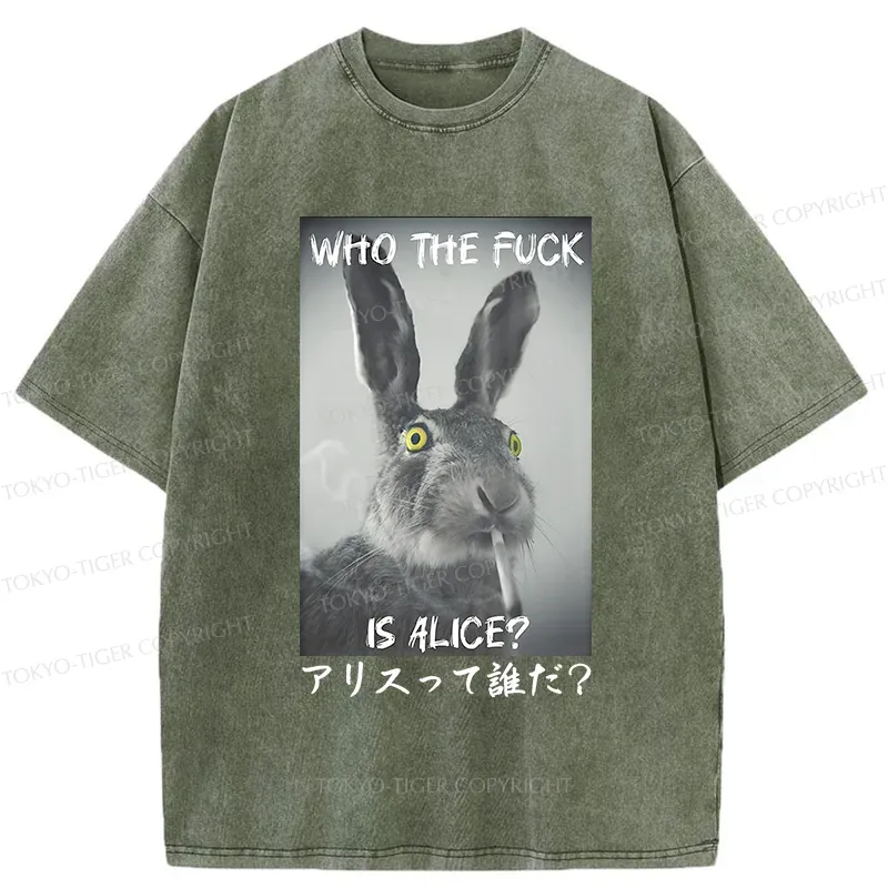 Tokyo-Tiger Who the is Alice? Washed T-Shirt