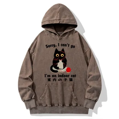 Tokyo-Tiger Indoor Cat Meme Washed Hoodie