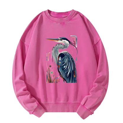 Tokyo-Tiger Stylish Blue Heron Washed Sweatshirt