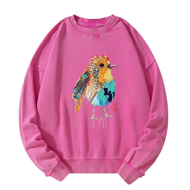 Tokyo-Tiger Sparkly Wild Bird Washed Sweatshirt
