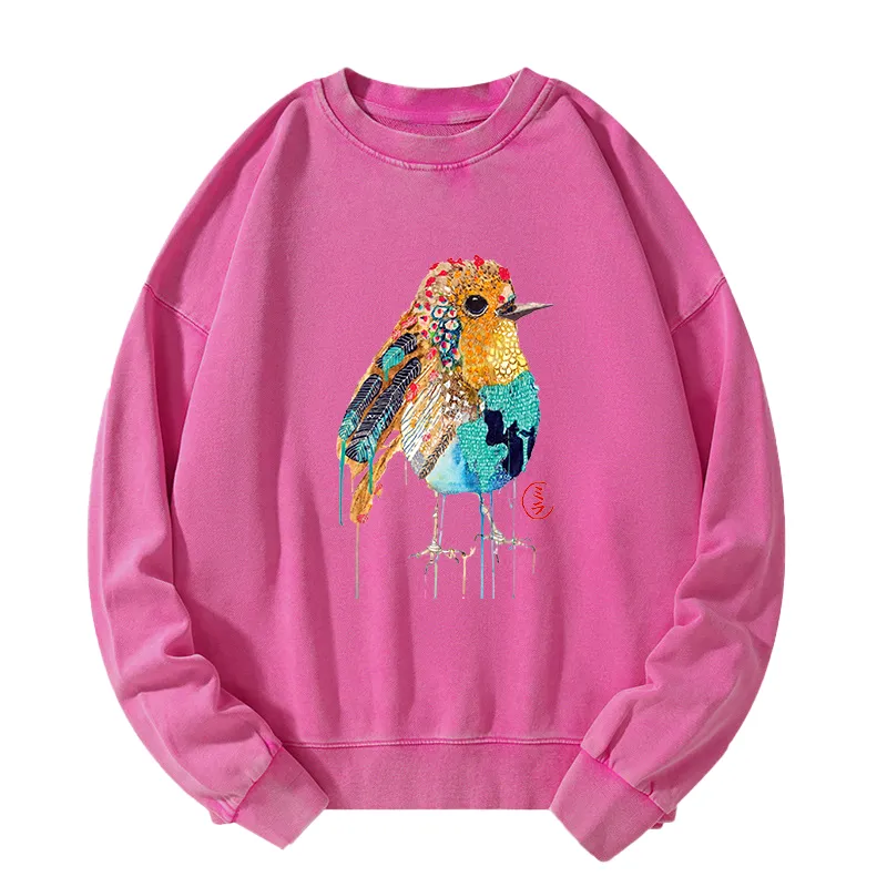 Tokyo-Tiger Sparkly Wild Bird Washed Sweatshirt