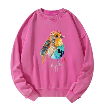 Tokyo-Tiger Sparkly Wild Bird Washed Sweatshirt