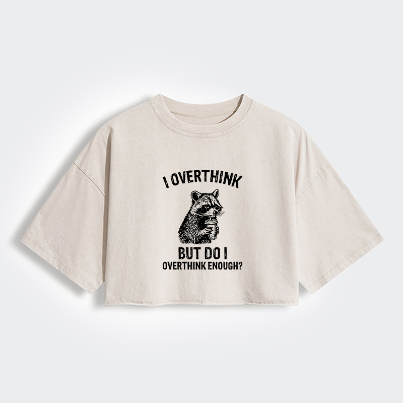 Tokyo-Tiger Constant Overthinking Women's Washed Crop T-Shirt
