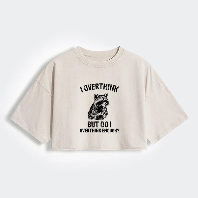 Tokyo-Tiger Constant Overthinking Women's Washed Crop T-Shirt Sale