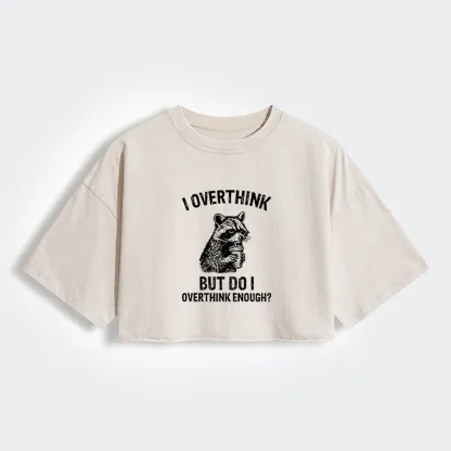 Tokyo-Tiger Constant Overthinking Women's Washed Crop T-Shirt