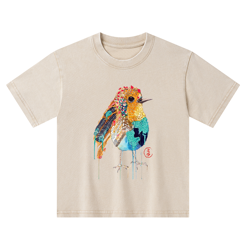 Tokyo-Tiger Sparkly Wild Bird Kids Washed T-Shirt