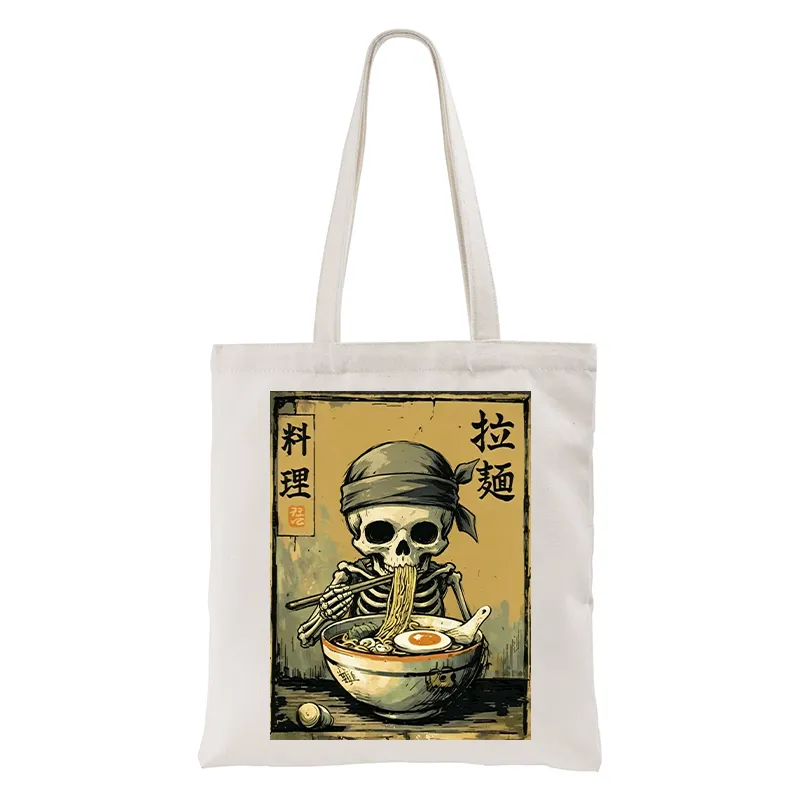 Tokyo-Tiger Funny Skeleton Ramen Tote Bag