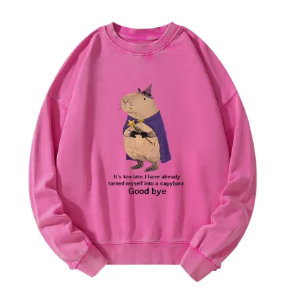 Tokyo-Tiger Funny Wizard Capybara Washed Sweatshirt