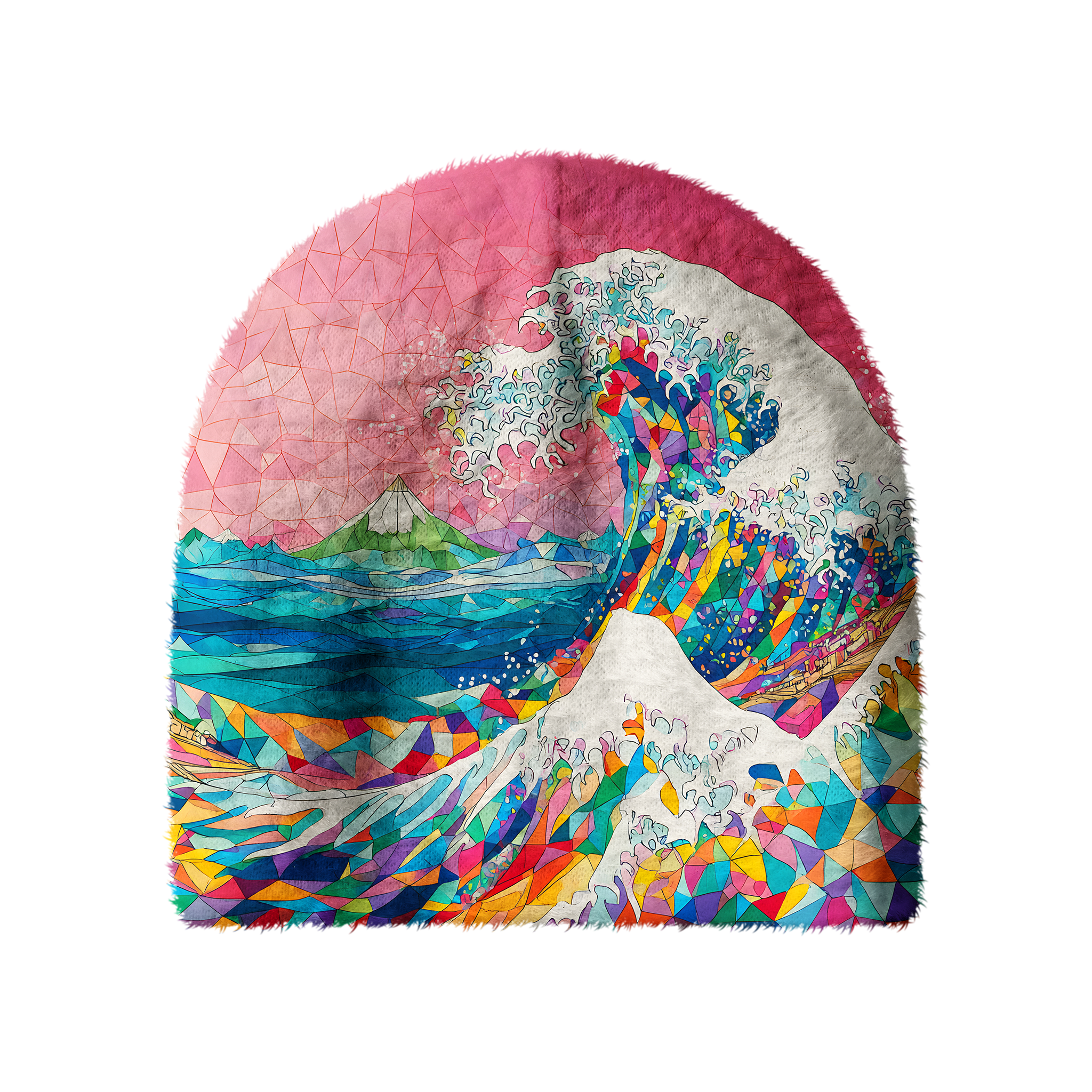 Tokyo-Tiger Colorful Prismatic Wave Fuzzy Beanie
