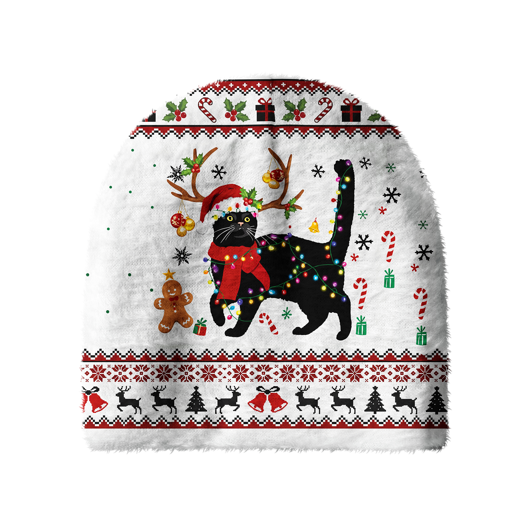 Tokyo-Tiger Christmas Black Cat Fuzzy Beanie