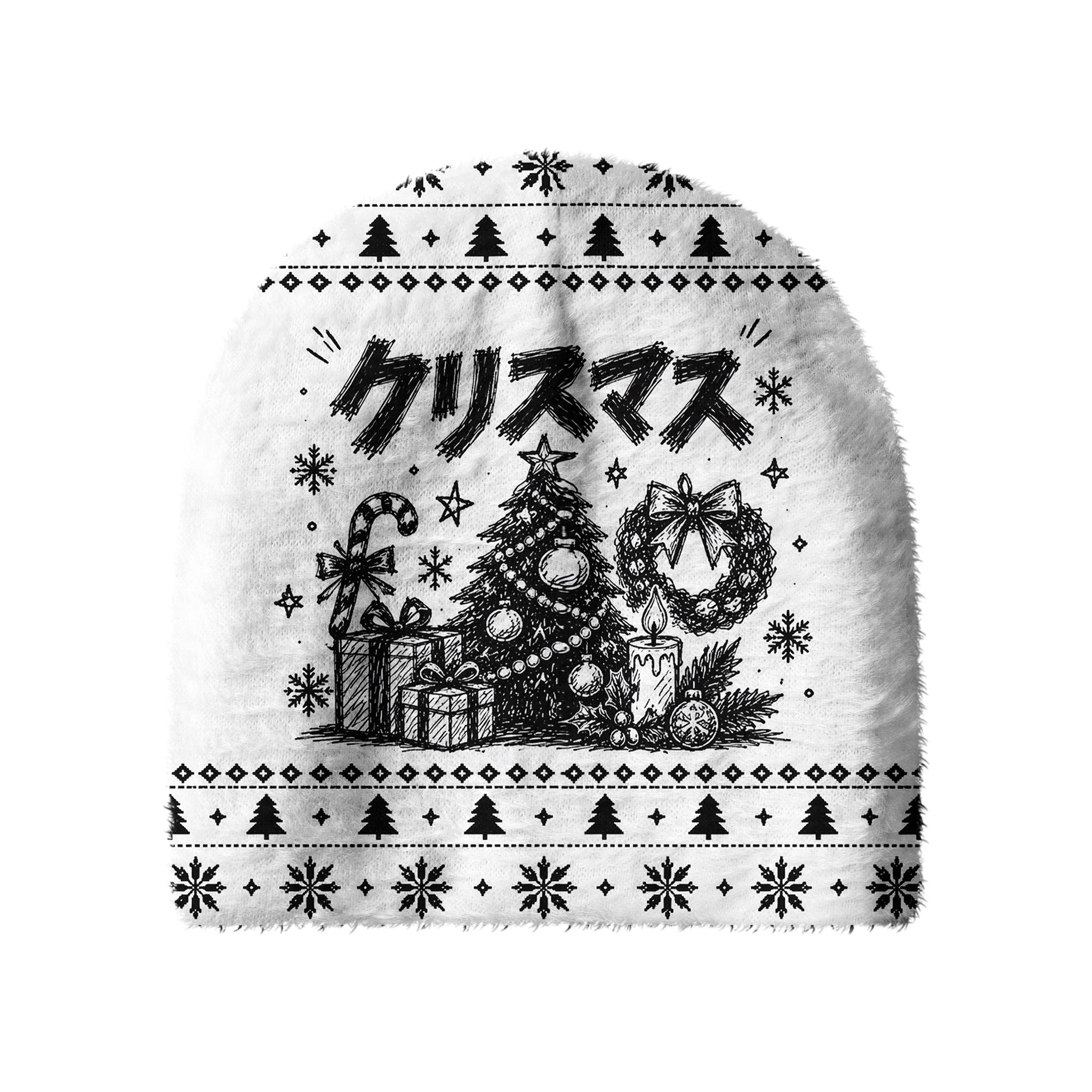 Tokyo-Tiger Sketch Christmas Vibes Fuzzy Beanie