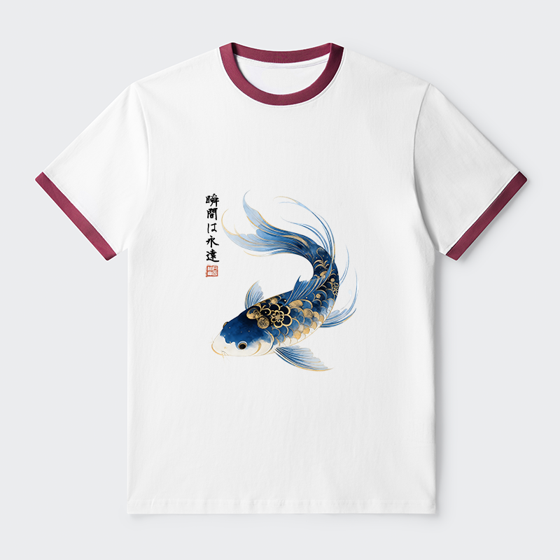 Tokyo-Tiger Elegant Koi Fish Watercolor Art Trim T-Shirt