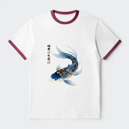 Tokyo-Tiger Elegant Koi Fish Watercolor Art Trim T-Shirt