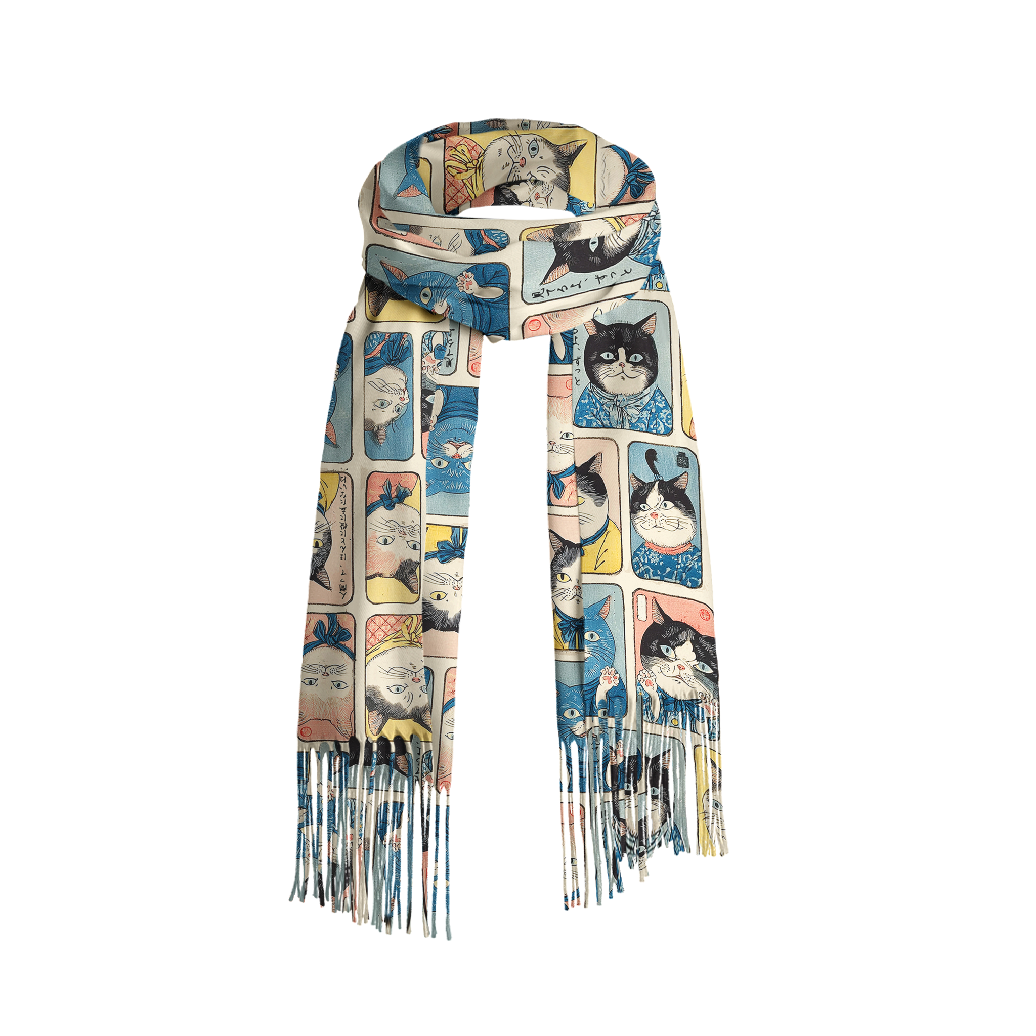 Tokyo-Tiger Many Cats Are Watching You Fringed Scarf