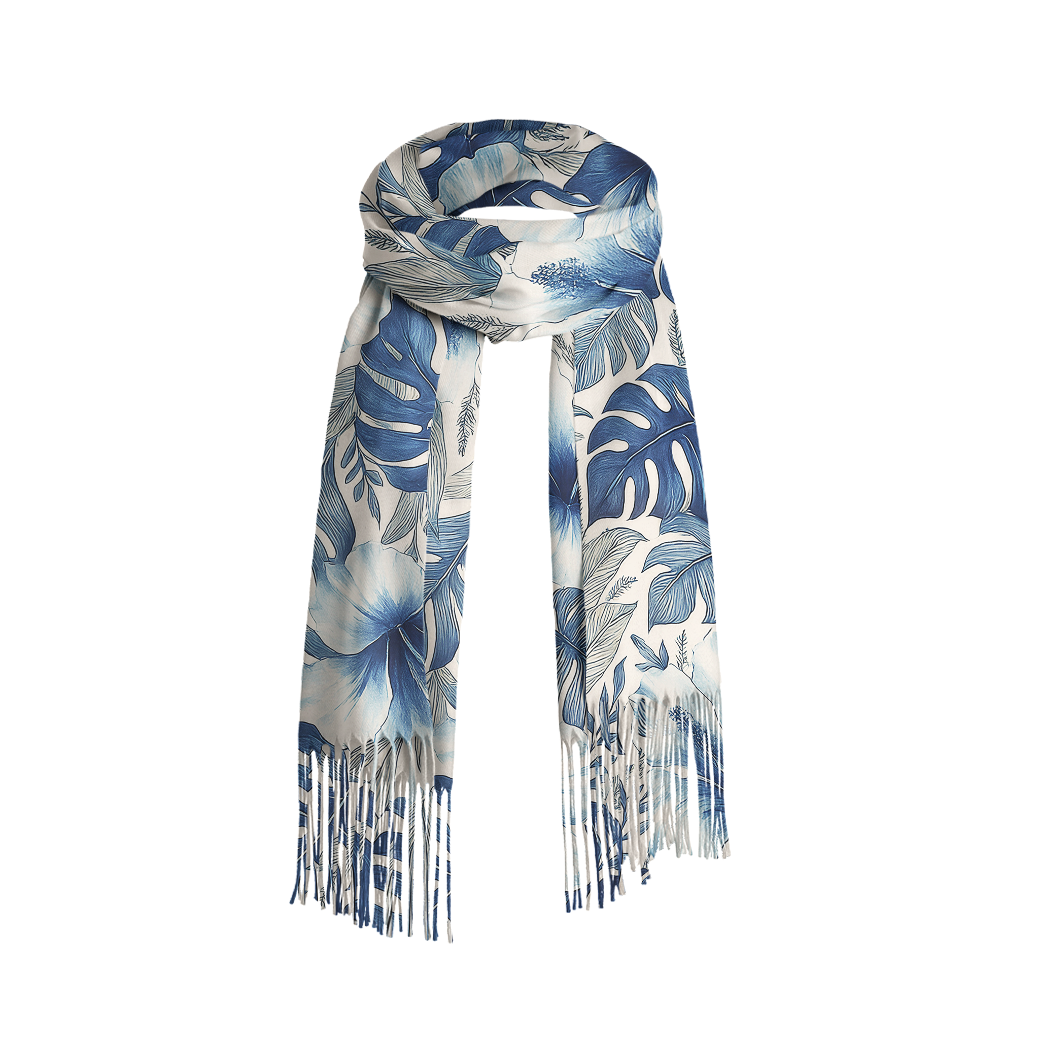Tokyo-Tiger Lush Floral Jungle Fringed Scarf