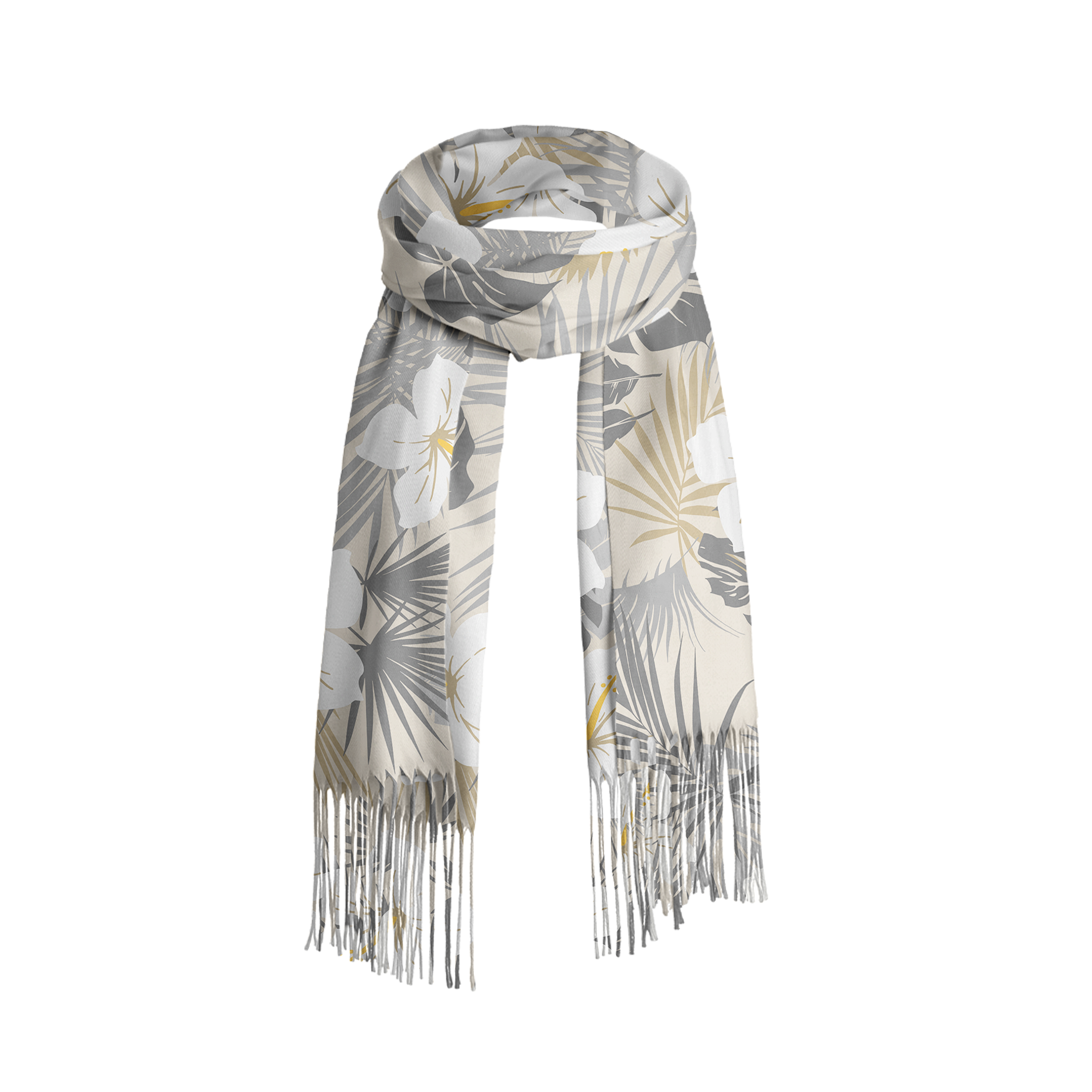 Tokyo-Tiger Elegant Flowers Fringed Scarf
