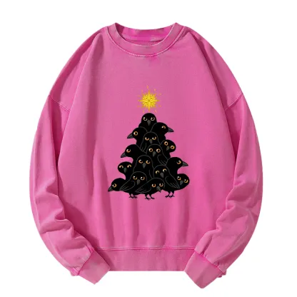Tokyo-Tiger Crow Christmas Tree Washed Sweatshirt