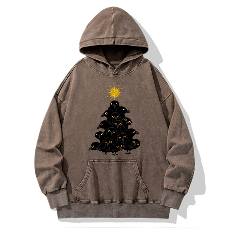 Tokyo-Tiger Crow Christmas Tree Washed Hoodie