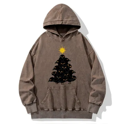 Tokyo-Tiger Crow Christmas Tree Washed Hoodie