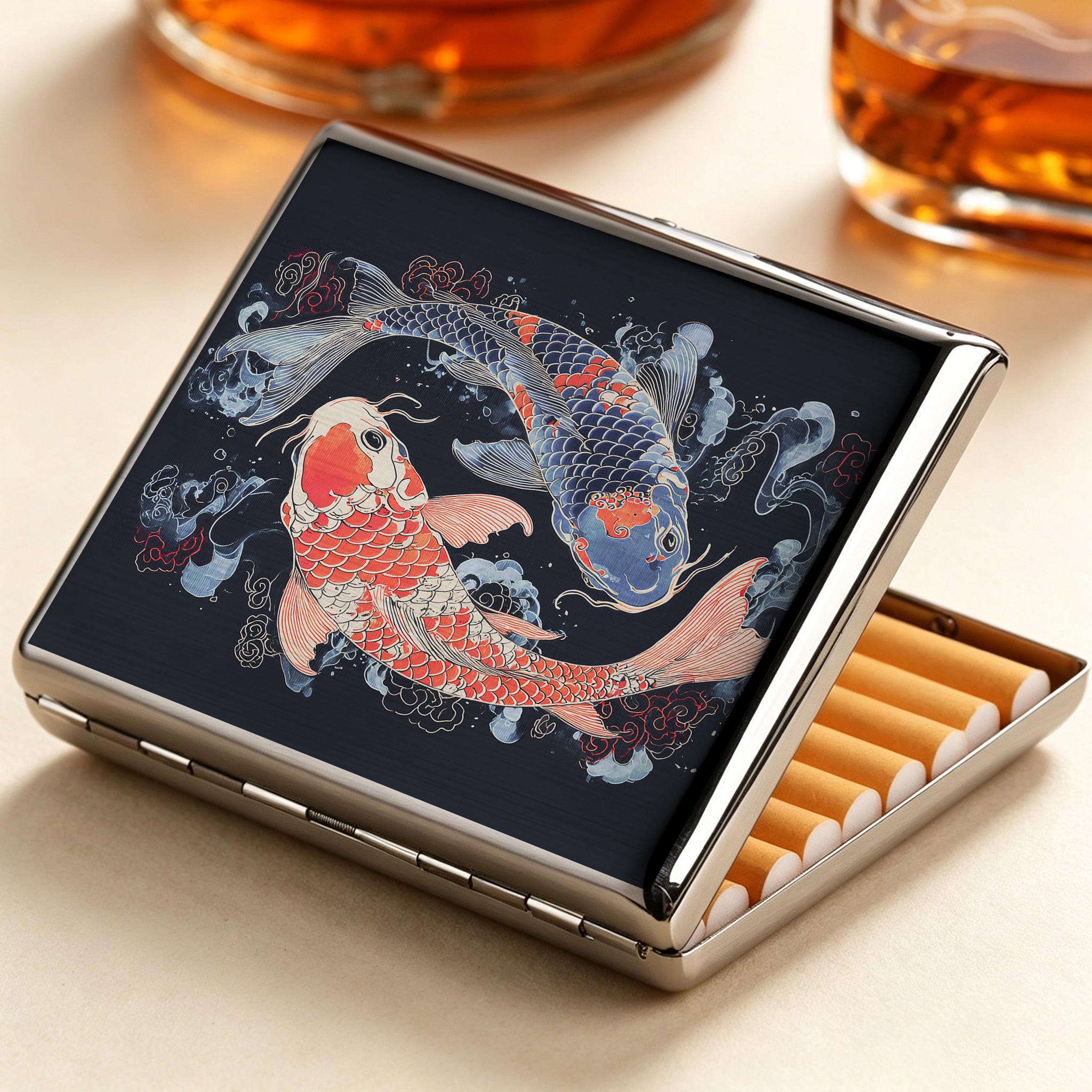 Tokyo-Tiger Two Koi Carps Cigarette Case