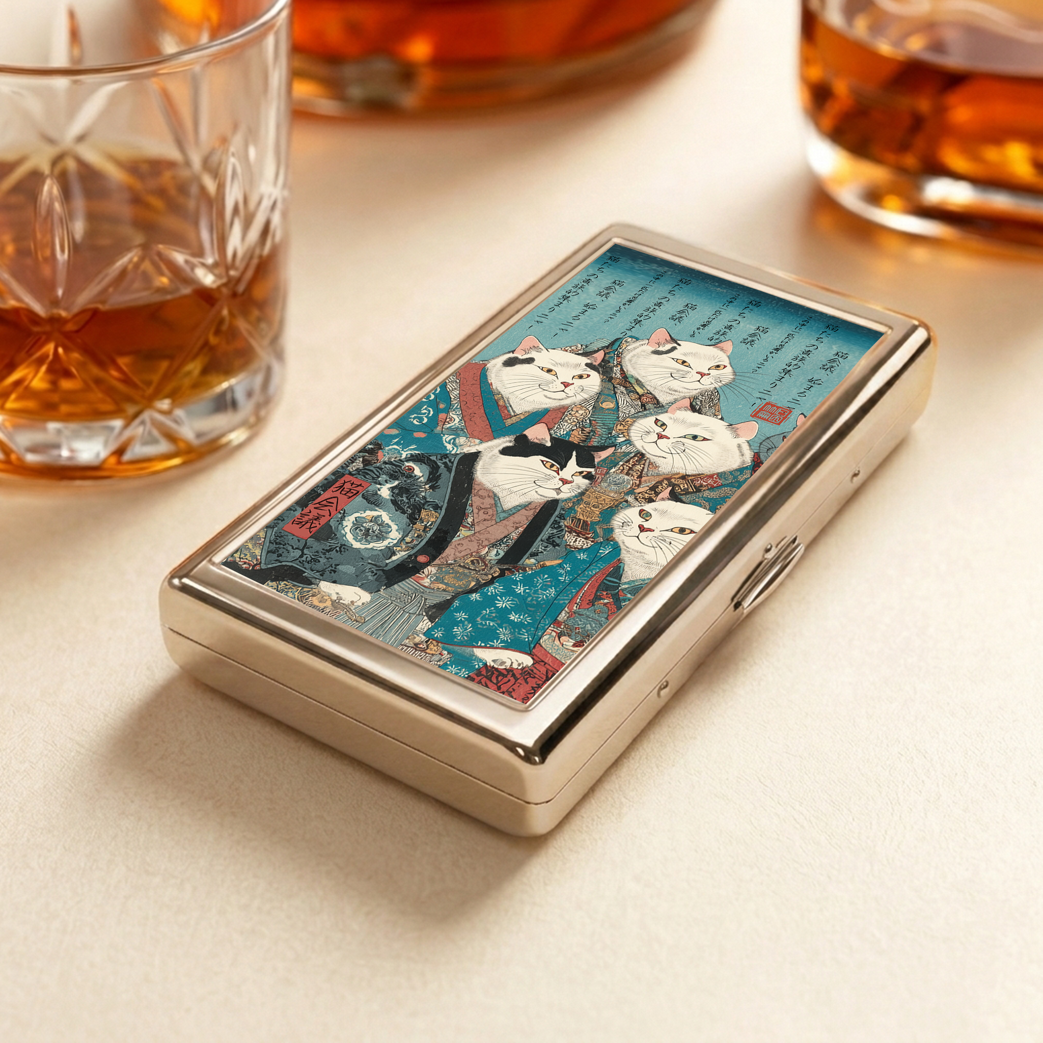 Tokyo-Tiger Formal Gathering of Ukiyo-e Cat Nobles Pocket Cigarette Case