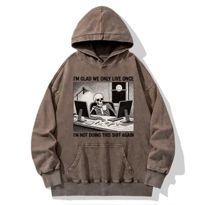 Tokyo-Tiger Funny Skeleton Coffee Break Meme Washed Hoodie