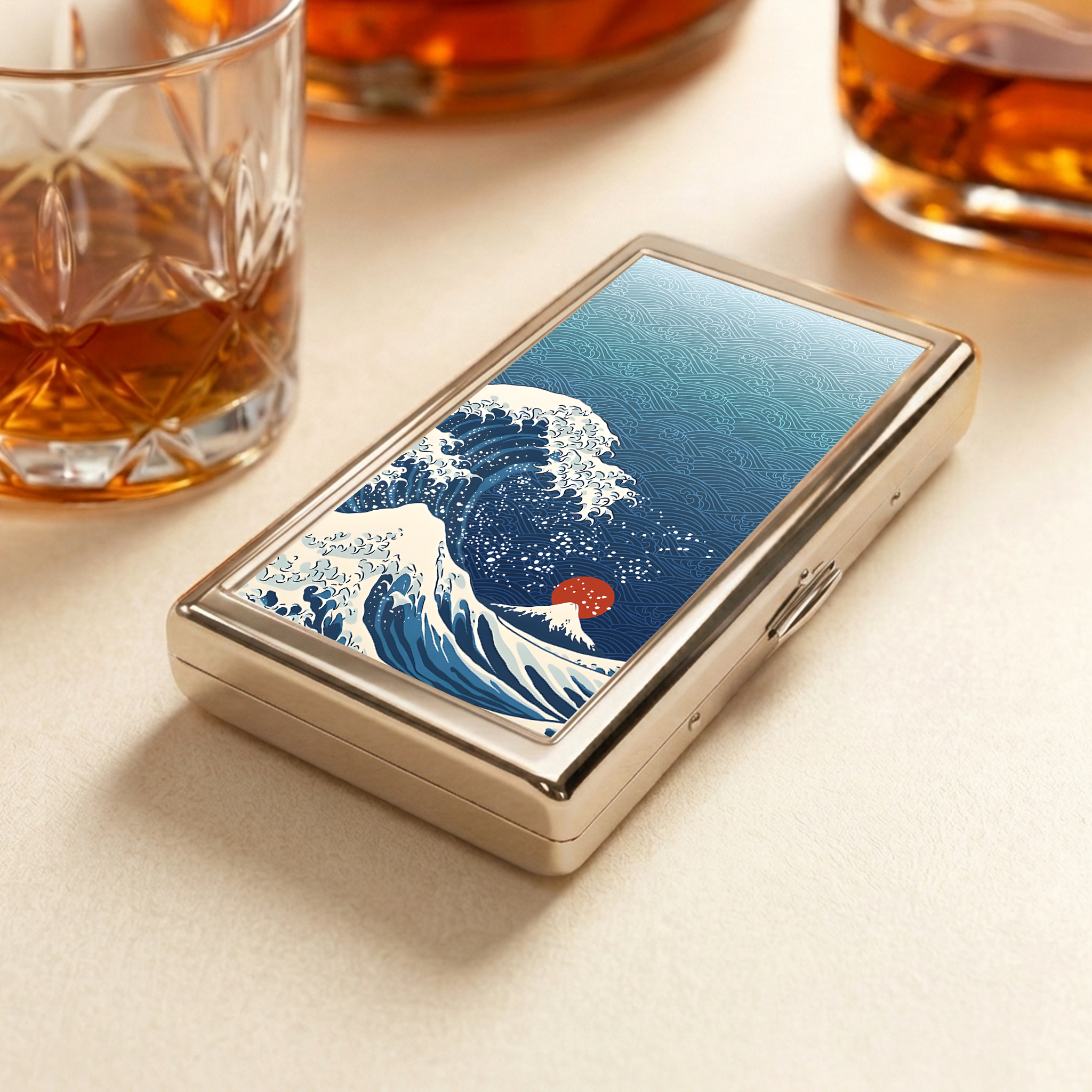 Tokyo-Tiger The Great Wave Off Fuji  Pocket Cigarette Case