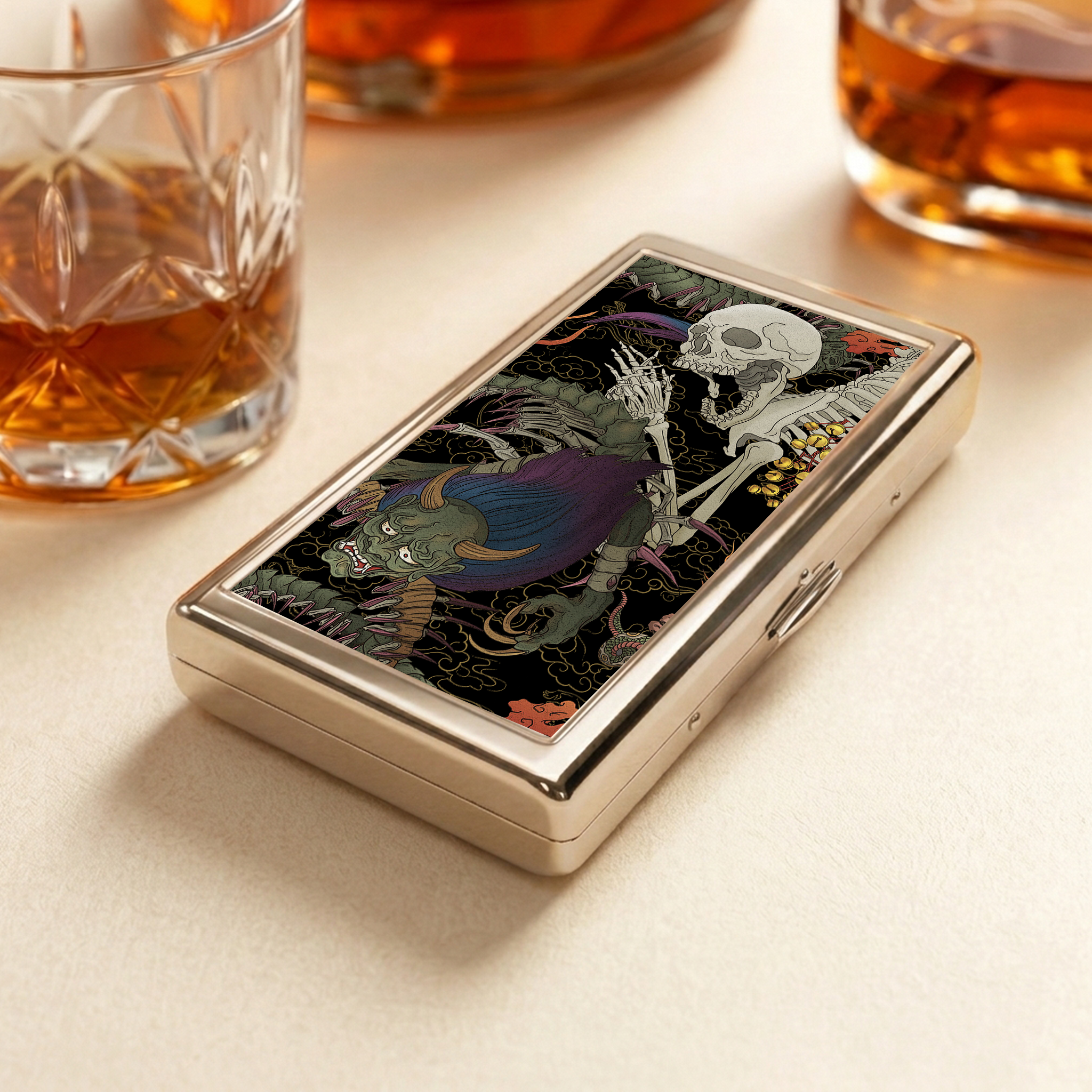 Tokyo-Tiger Japanese Yokai And Skeletons  Pocket Cigarette Case