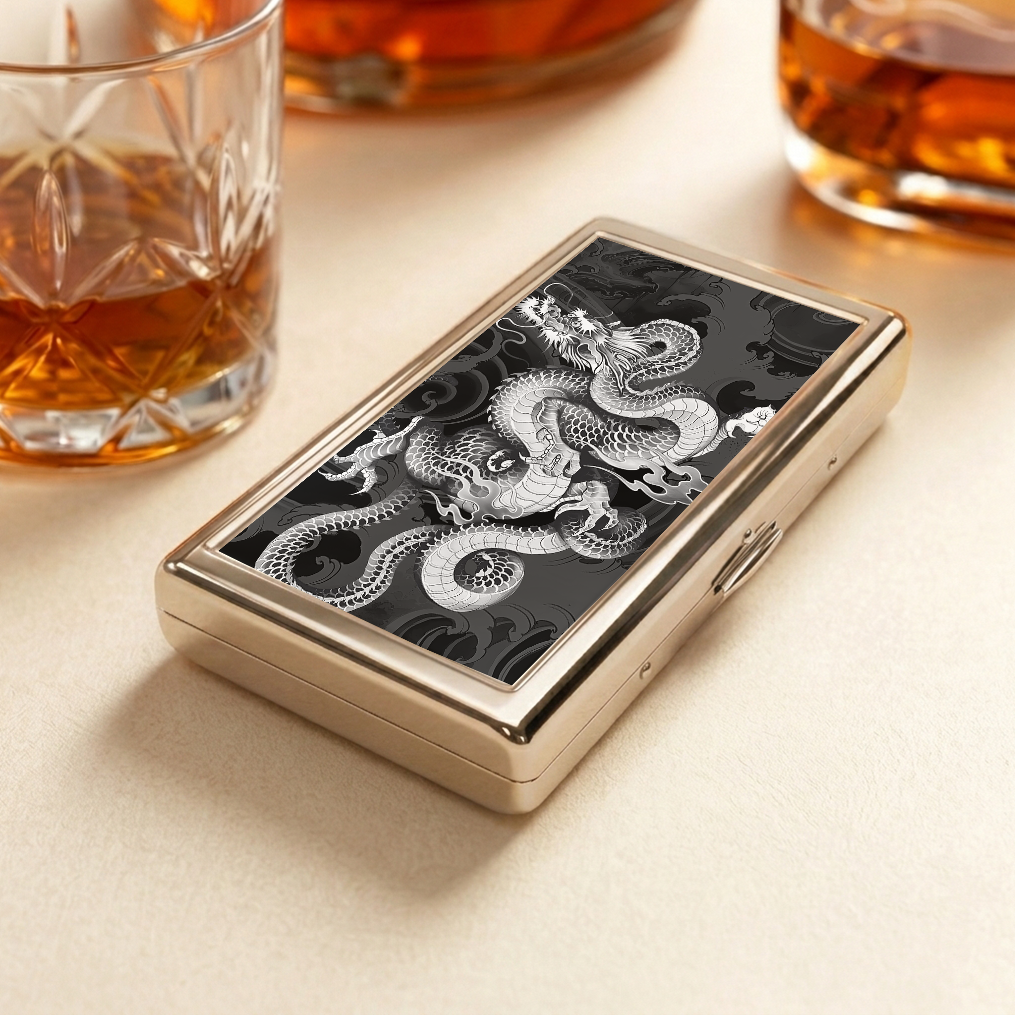 Tokyo-Tiger Majestic Dragon Entwined Pocket Cigarette Case