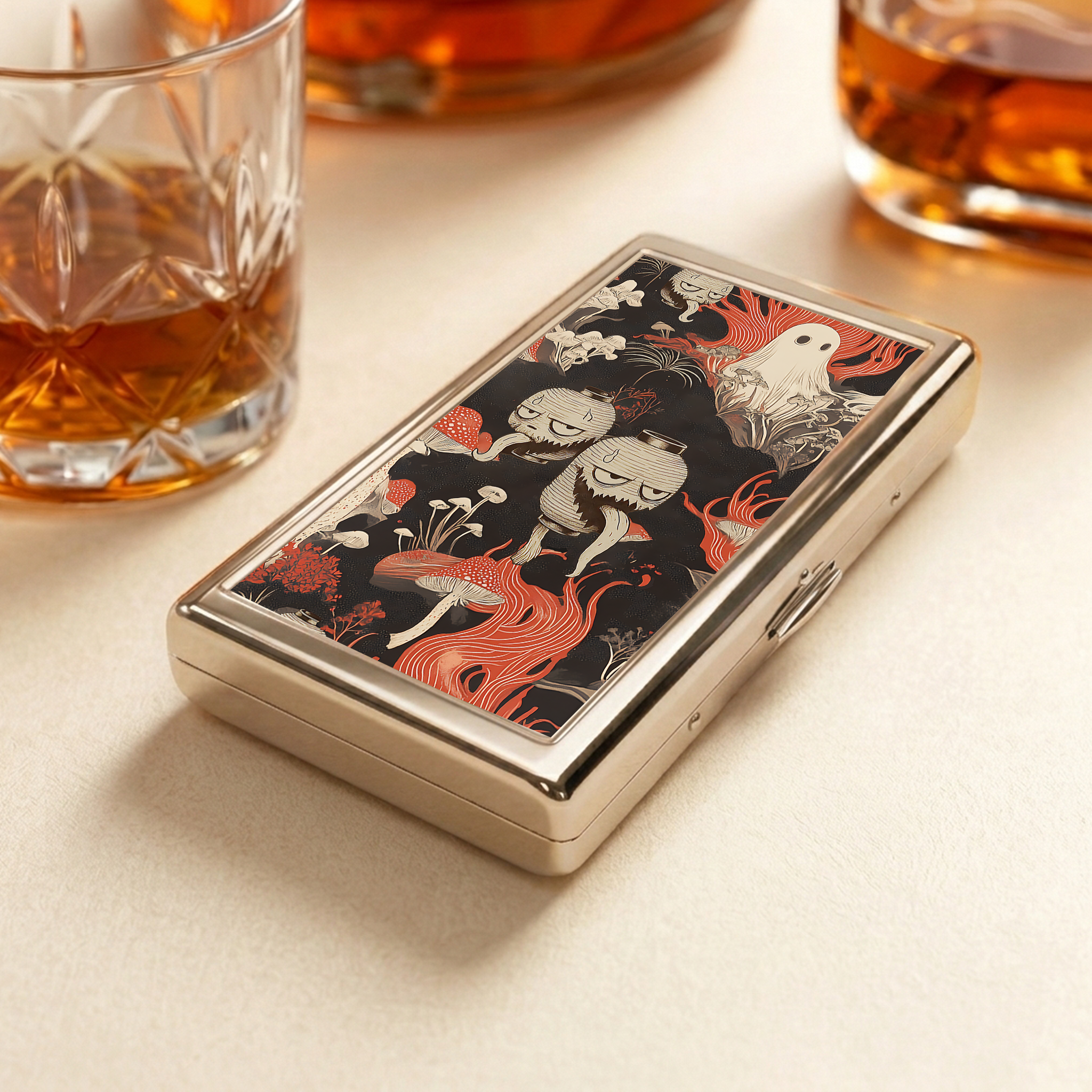 Tokyo-Tiger Japanese Lantern Ghost  Pocket Cigarette Case