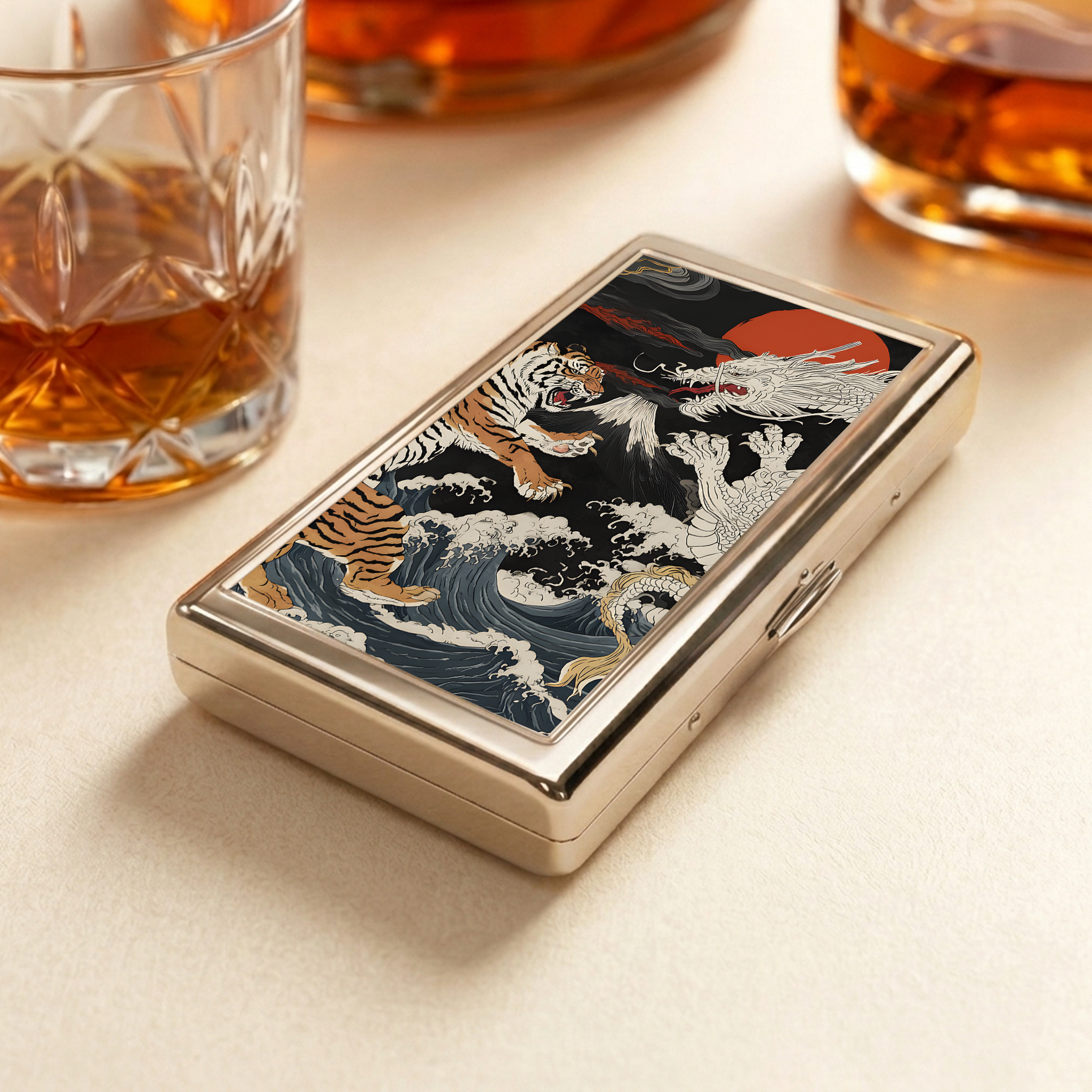 Tokyo-Tiger Fight Between Dragon And Tiger  Pocket Cigarette Case