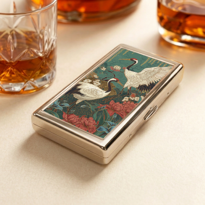 Tokyo-Tiger Red-Crowned Crane In The Garden  Pocket Cigarette Case