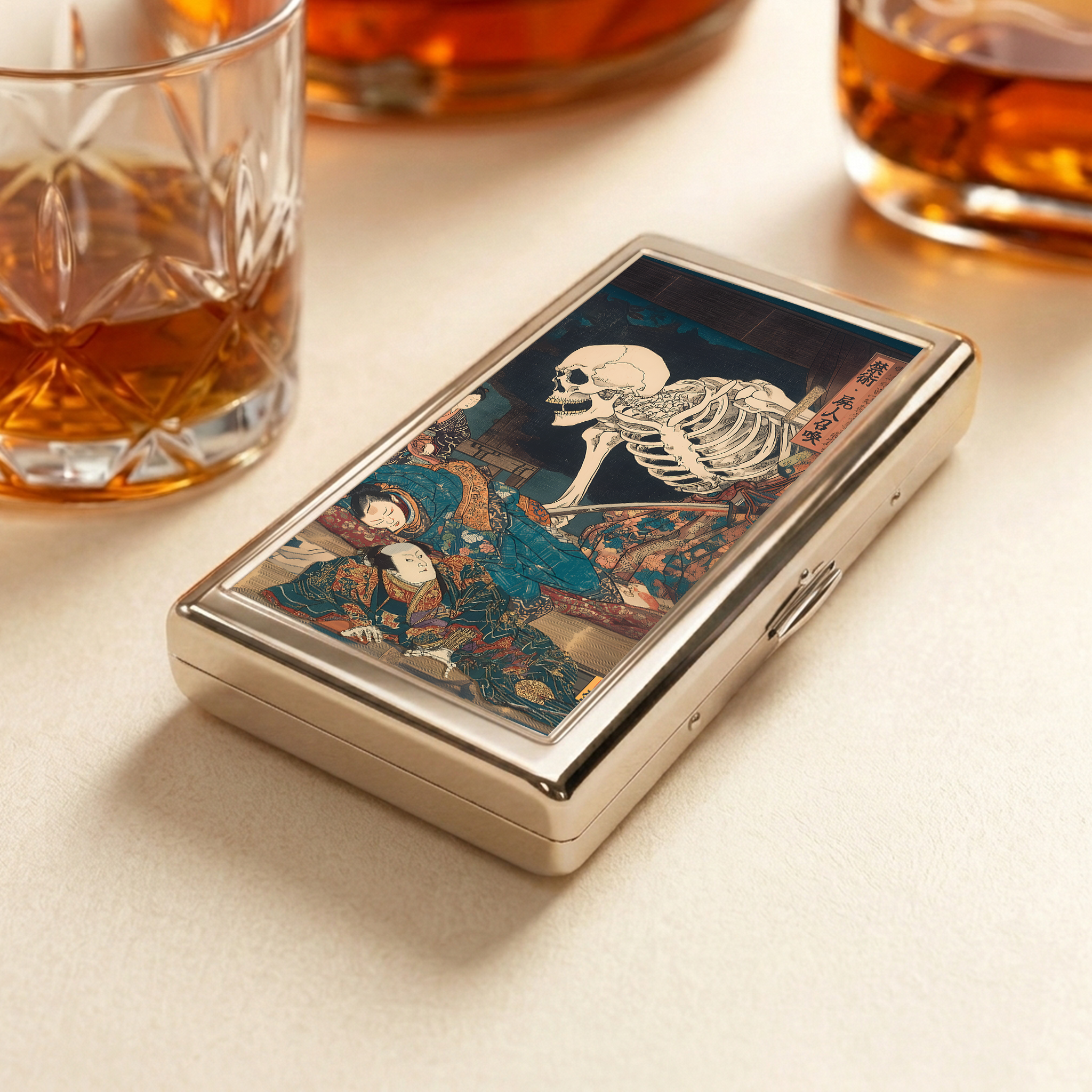 Tokyo-Tiger Ukiyoe Skeleton Yokai  Pocket Cigarette Case