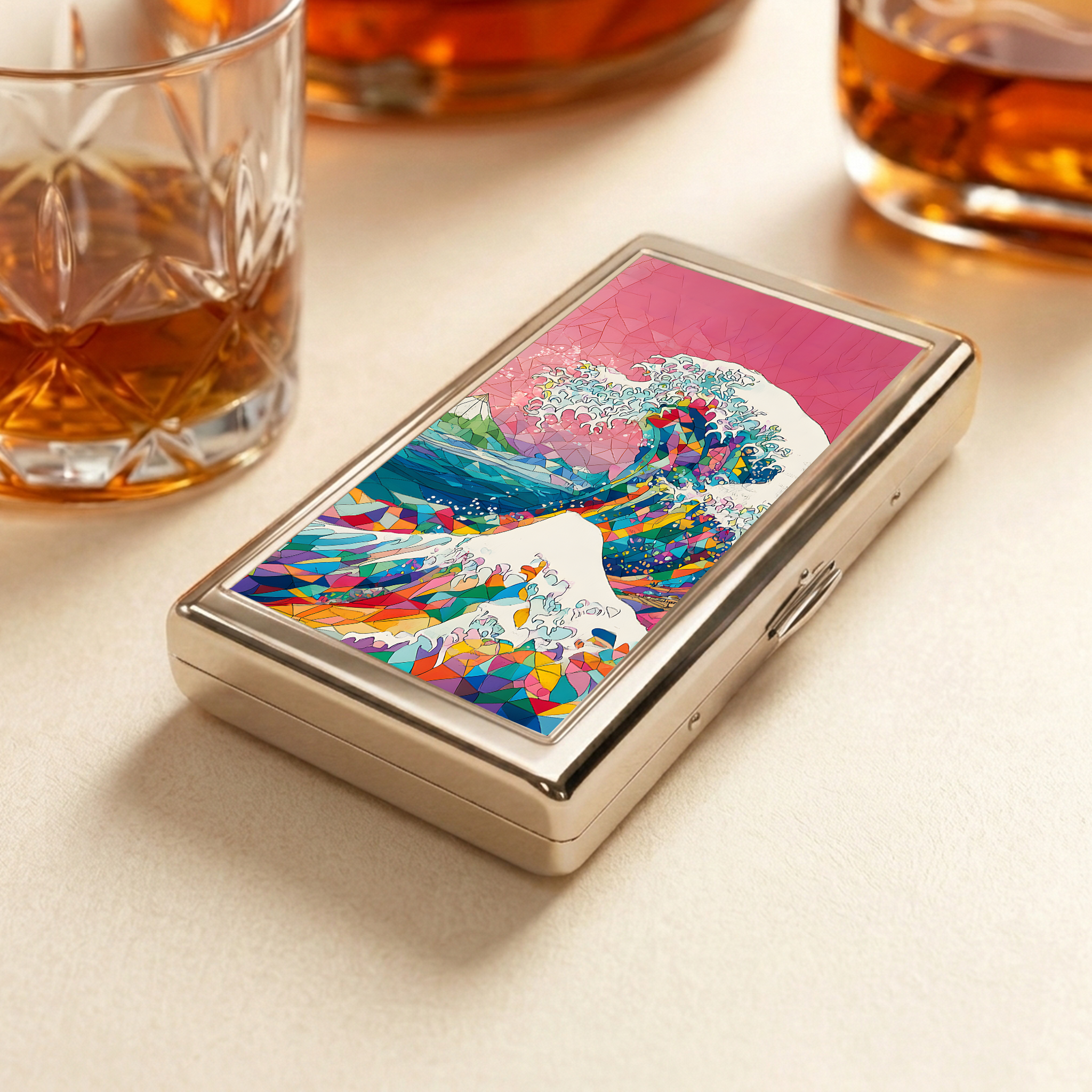 Tokyo-Tiger Colorful Prismatic Wave  Pocket Cigarette Case