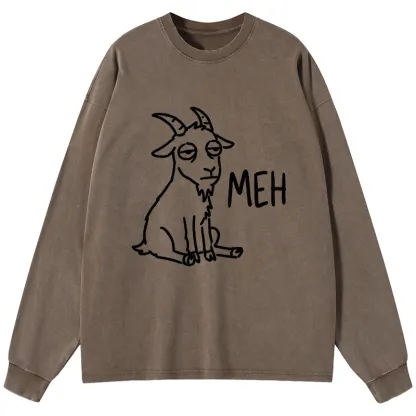 Tokyo-Tiger Funny Goat Meme Washed Long Sleeve T-Shirt