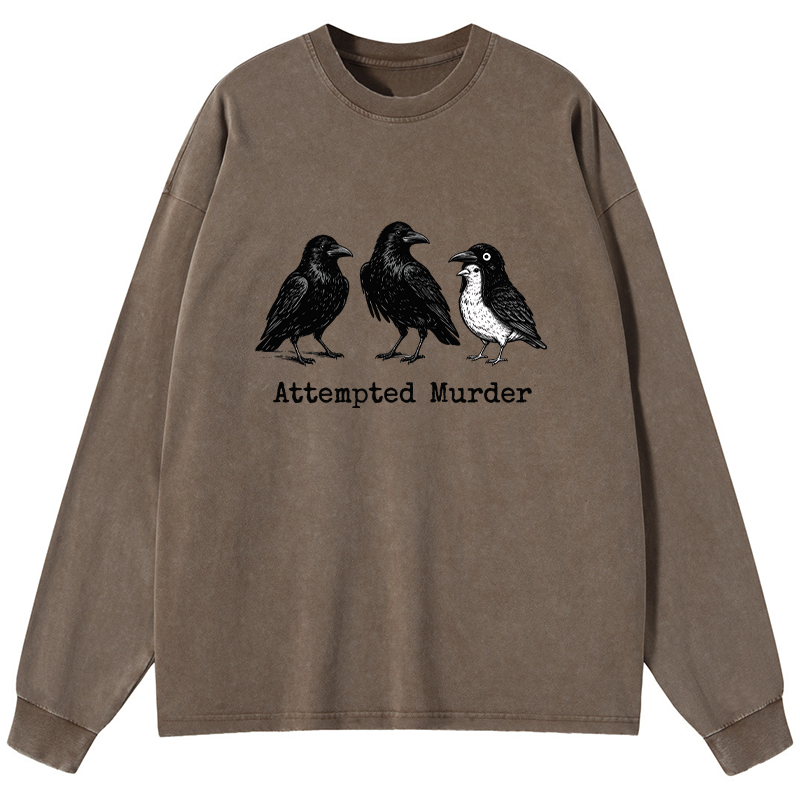 Tokyo-Tiger Attempted Murder Funny Washed Long Sleeve T-Shirt