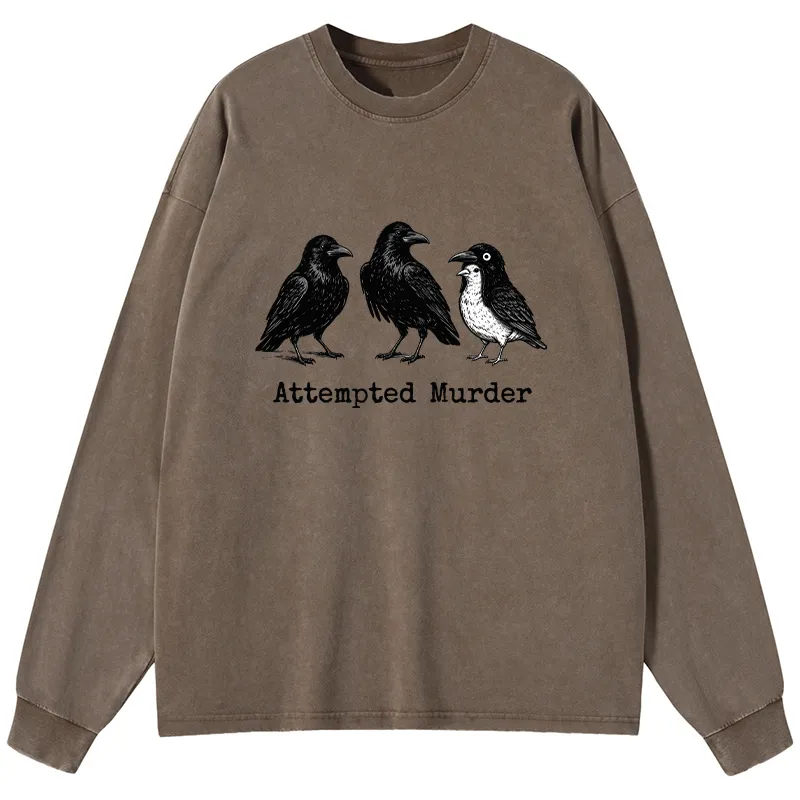 Tokyo-Tiger Attempted Murder Funny Washed Long Sleeve T-Shirt
