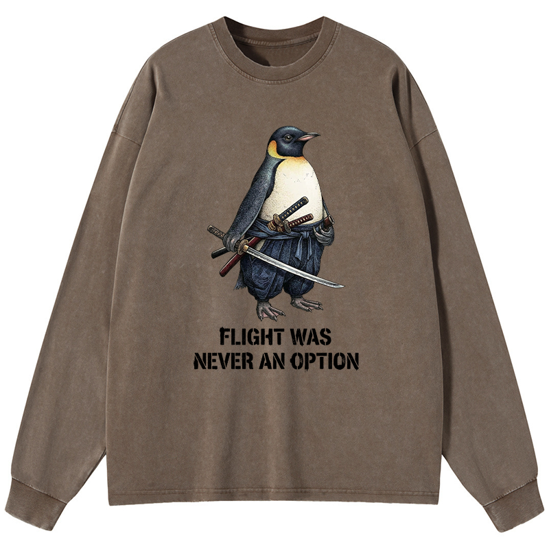 Tokyo-Tiger Funny Warrior Penguin With Sword Meme Washed Long Sleeve T-Shirt