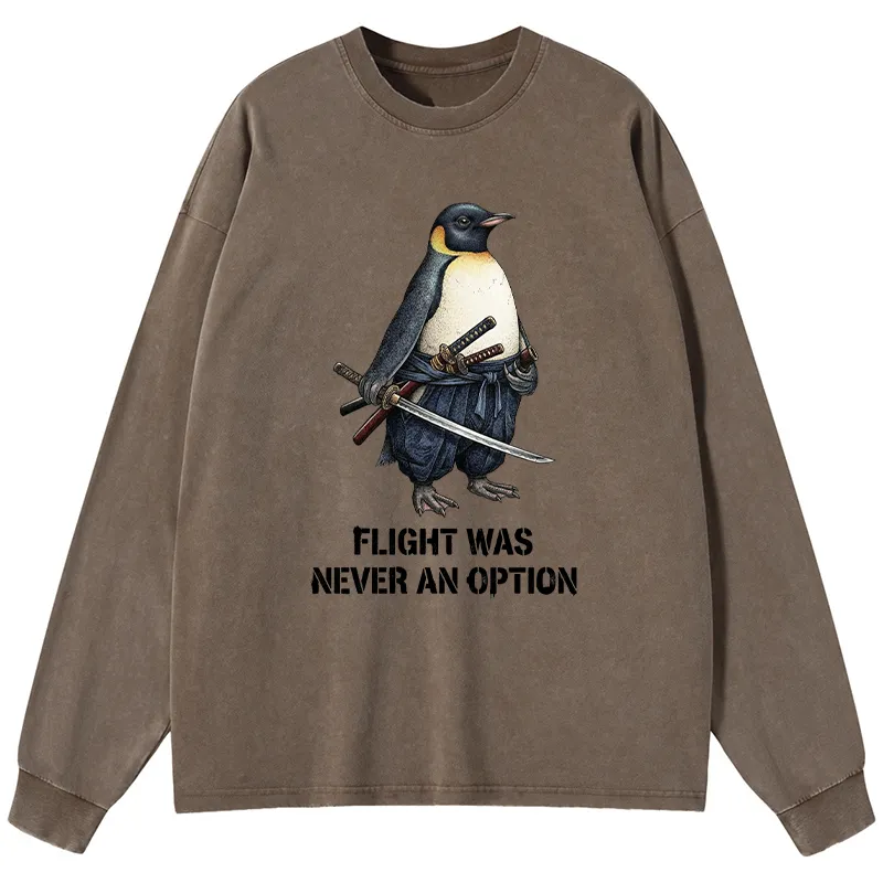 Tokyo-Tiger Funny Warrior Penguin With Sword Meme Washed Long Sleeve T-Shirt